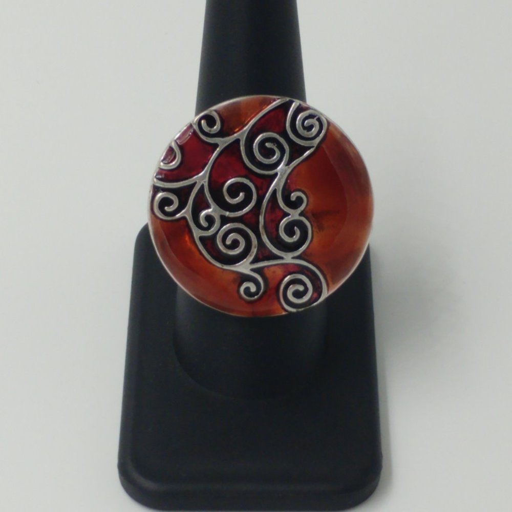 LAST ONE Fashion Red Swirl Stretch Ring OS